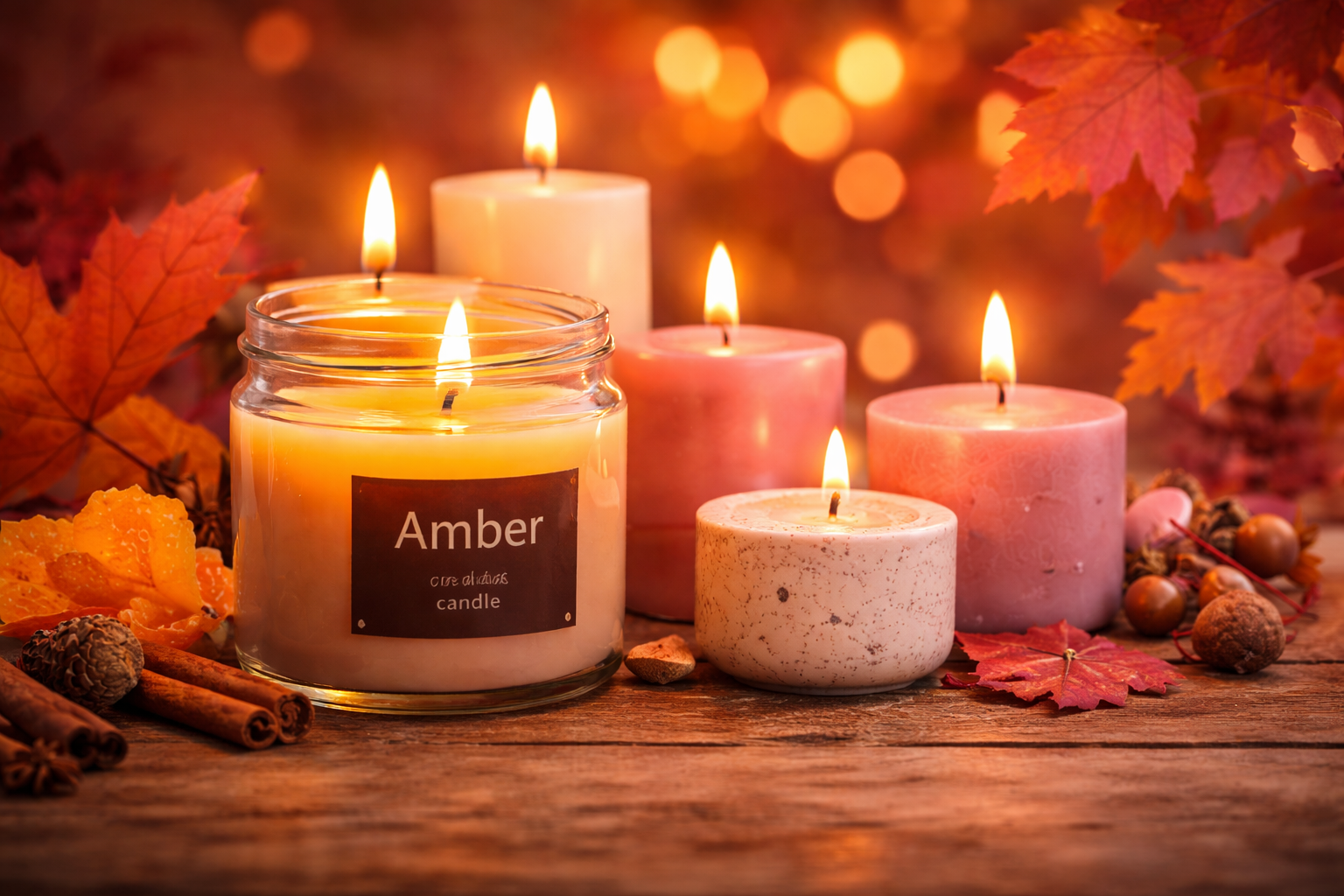 Geurkaarsen in herfst sfeer op tafel – KaarsenDesign.nl