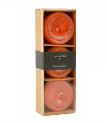 Countryfield drijfkaars Bollie oranje 7 cm set van 3