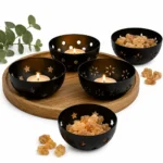Theelichthouder/ geurblokjeshouder Amber metaal zwart 7,5 cm 3 assorti - Afbeelding 2